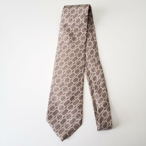 Gucci Men's Silk Interlocking Design Tie - Beige - Picture 1 of 4